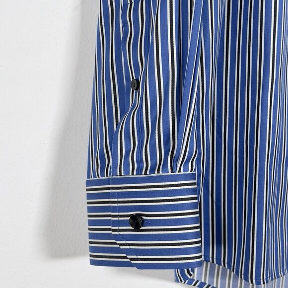 Eton Button Up Long Sleeve Shirt Mens Sz 15.5 39 M Striped Blue Contemporary - Picture 3 of 11